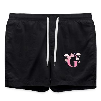 Buchstabe g rosa Wolken - Badeshorts - Schwarz - Vorne - AI Model Male 185 light (185cm)