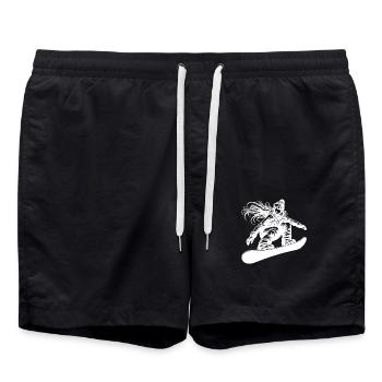 Snowboarder avec lunettes de neige - Short de bain - noir - Devant - AI Model Male 185 light (185cm)