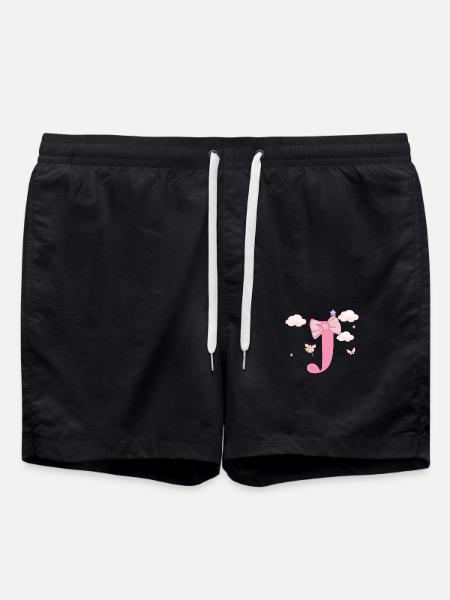 Letter j Pink Clouds - Swim Trunks - black