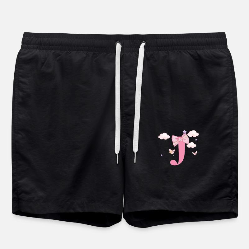 Letter j Pink Clouds - Swim Trunks - black