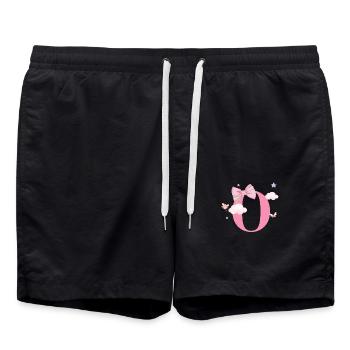 Lettre o rose nuages - Short de bain - noir - Devant - AI Model Male 185 light (185cm)