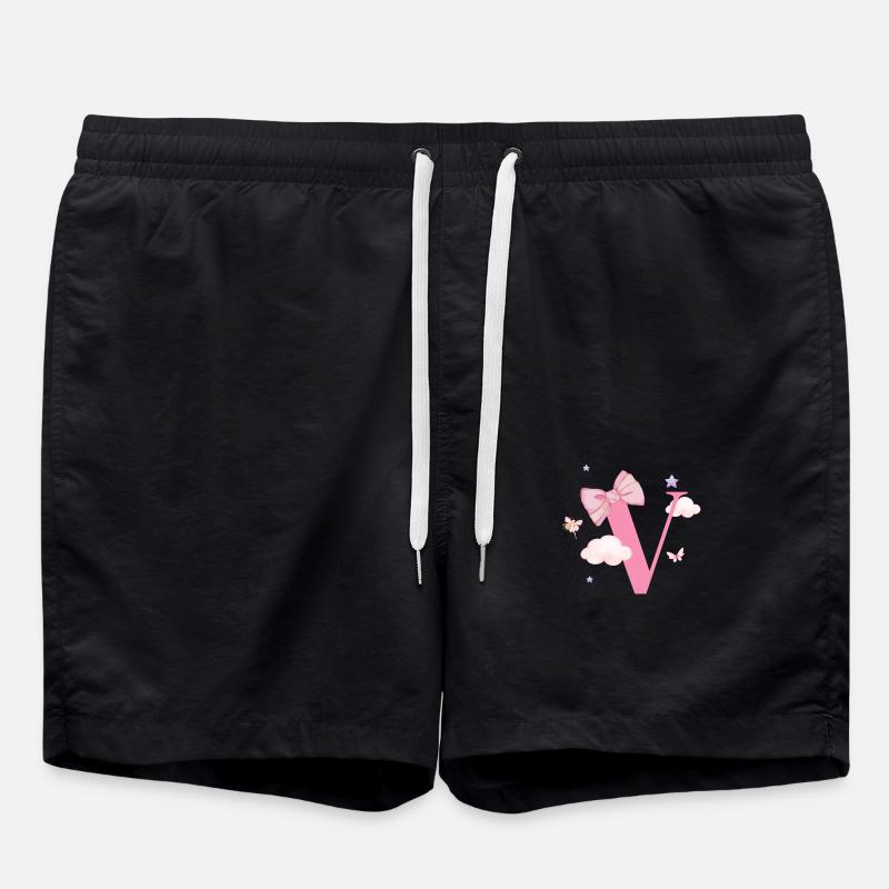 Lettre v rose nuages - Short de bain - noir