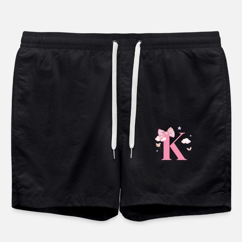 Letter k pink clouds - Swim Trunks - black