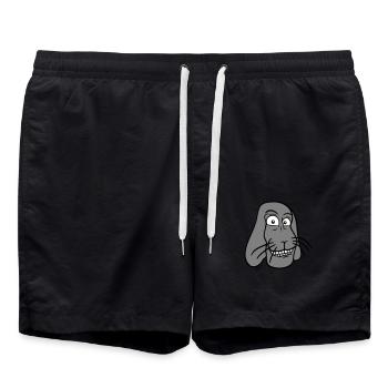 Lapin Lapin Drôle Visage Grimace Sourire - Short de bain - noir - Devant - AI Model Male 185 light (185cm)