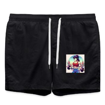 RetroFit – Die 90er Power-Women - Badeshorts - Schwarz - Vorne - AI Model Male 185 light (185cm)