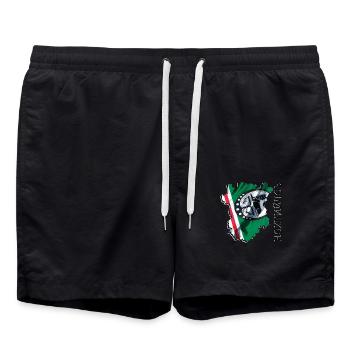 (RU) Le drapeau de la Tchétchénie sur sa propre carte CE - Short de bain - noir - Devant - AI Model Male 185 light (185cm)