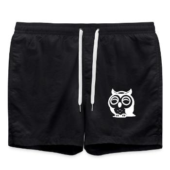 Kleine knuffige Eule Design mit großen Augen - Badeshorts - Schwarz - Vorne - AI Model Male 185 light (185cm)