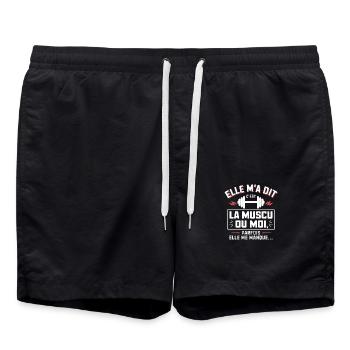 Musculation muscu cadeau drôle - Short de bain - noir - Devant - AI Model Male 185 light (185cm)
