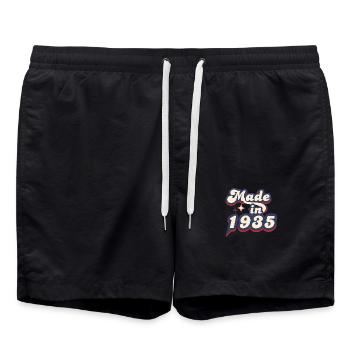 Hergestellt im 1935 Retro - Badeshorts - Schwarz - Vorne - AI Model Male 185 light (185cm)