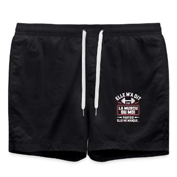 Elle m'a dit c'est la musculation ou moi - Short de bain - noir - Devant - AI Model Male 185 light (185cm)