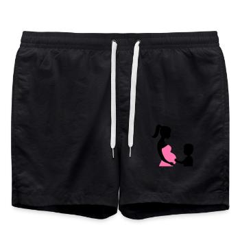 Schwanger mit Sohn - Badeshorts - Schwarz - Vorne - AI Model Male 185 light (185cm)