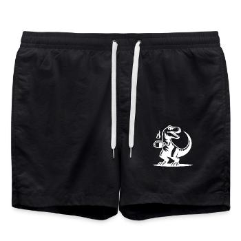 Dino du matin sinistre avec tasse à café - Short de bain - noir - Devant - AI Model Male 185 light (185cm)