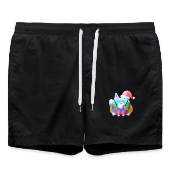 Meow Christmas! - Swim Trunks - black - Front - AI Model Male 185 light (185cm)