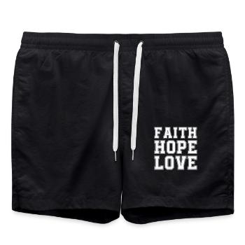 faith hope love - Swim Trunks - black - Front - AI Model Male 185 light (185cm)