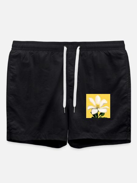 An Impressive White Flower - Swim Trunks - black