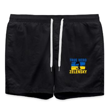 Ukraine - Le véritable héros Zelensky contre  - Short de bain - noir - Devant - AI Model Male 185 light (185cm)