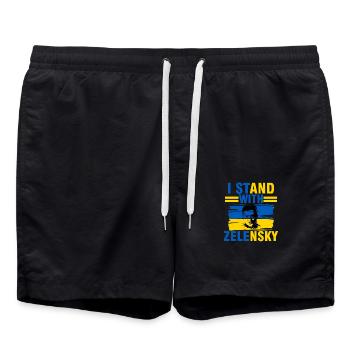 je supporte zelenzky contre  - Ukraine - Short de bain - noir - Devant - AI Model Male 185 light (185cm)
