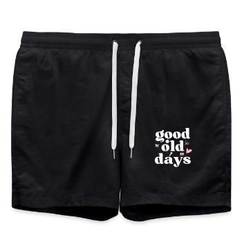 Good Old Days weiße Kassette - Badeshorts - Schwarz - Vorne - AI Model Male 185 light (185cm)