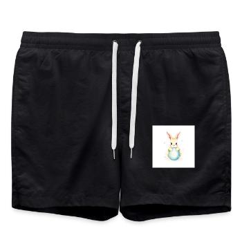 Ei-Liebe & Hasenzauber - Badeshorts - Schwarz - Vorne - AI Model Male 185 light (185cm)
