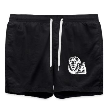 Powerful Big Cats Lion with Lioness Portrait Style - Swim Trunks - black - Front - AI Model Male 185 light (185cm)