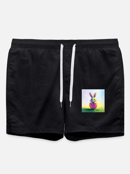 Ostern und süßer Hase - Badeshorts - Schwarz