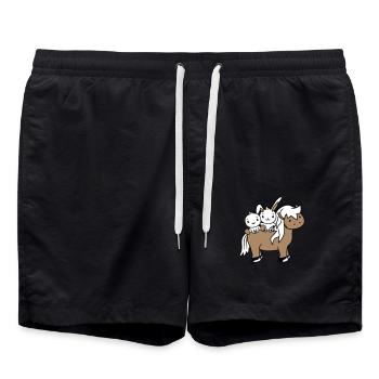 2 Hase Vogel Pferd reiten Reiter Pferdchen winken - Badeshorts - Schwarz - Vorne - AI Model Male 185 light (185cm)