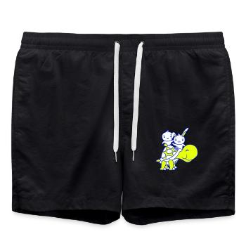 2 Hase Vogel große riesige Schildkröte winken Team - Badeshorts - Schwarz - Vorne - AI Model Male 185 light (185cm)