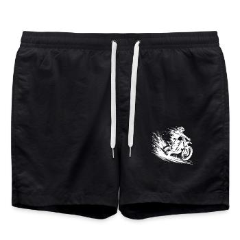 Motocross Dirtbike Sprung mit Staub und Dynamik - Badeshorts - Schwarz - Vorne - AI Model Male 185 light (185cm)