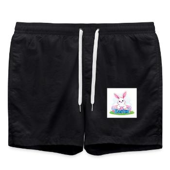 Der bunte Hase von Ostern - Badeshorts - Schwarz - Vorne - AI Model Male 185 light (185cm)