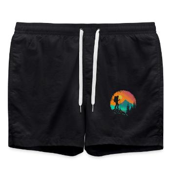 Hiking Mountains Nature - Swim Trunks - black - Front - AI Model Male 185 light (185cm)