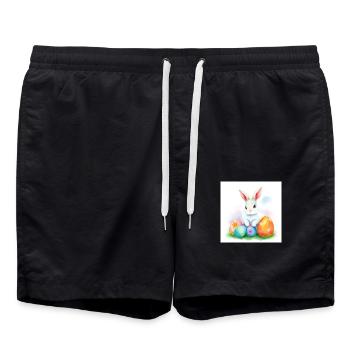 Osterhase und bunte Überraschungen - Badeshorts - Schwarz - Vorne - AI Model Male 185 light (185cm)