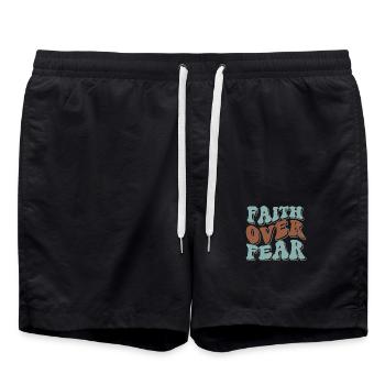 faith over fear - Swim Trunks - black - Front - AI Model Male 185 light (185cm)