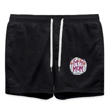 Ma Maman - Amour de l’Art Floral - Short de bain - noir - Devant - AI Model Male 185 light (185cm)