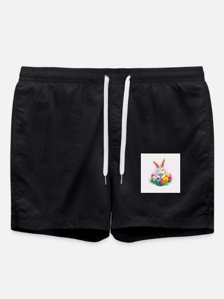 Osterfreude mit Hase - Badeshorts - Schwarz
