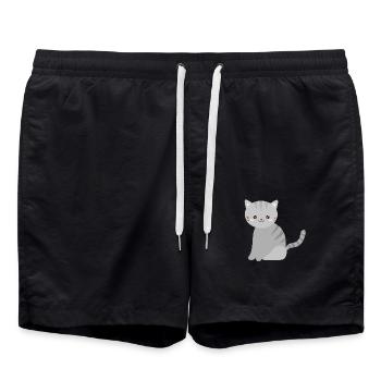 süße graue Katze - Badeshorts - Schwarz - Vorne - AI Model Male 185 light (185cm)