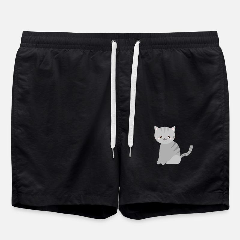 mignon chat gris - Short de bain - noir