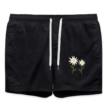 Fleurs d’edelweiss - Short de bain - noir - Devant - AI Model Male 185 light (185cm)