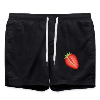 strawberry half - Swim Trunks - black - Front - AI Model Male 185 light (185cm)