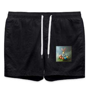 Hasi & die Ostereiersuche - Badeshorts - Schwarz - Vorne - AI Model Male 185 light (185cm)