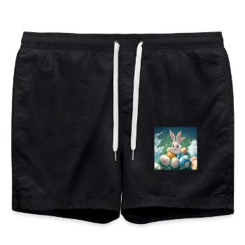 Hasenzauber & Eierregen - Badeshorts - Schwarz - Vorne - AI Model Male 185 light (185cm)