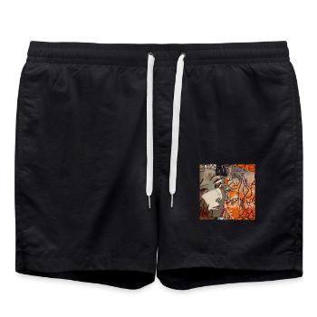Street Art orange sur t-shirt - Short de bain - noir - Devant - AI Model Male 185 light (185cm)