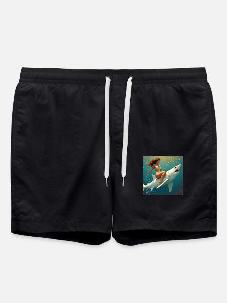 Shark Riding - Swim Trunks - black