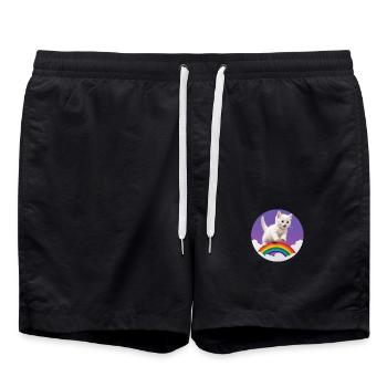 White Kitten Rainbow 2 - Swim Trunks - black - Front - AI Model Male 185 light (185cm)