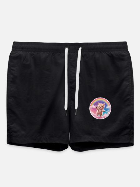 Pink Kitten Rainbow 1 - Swim Trunks - black