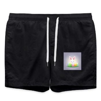 „Magischer Hasenmoment“ - Badeshorts - Schwarz - Vorne - AI Model Male 185 light (185cm)