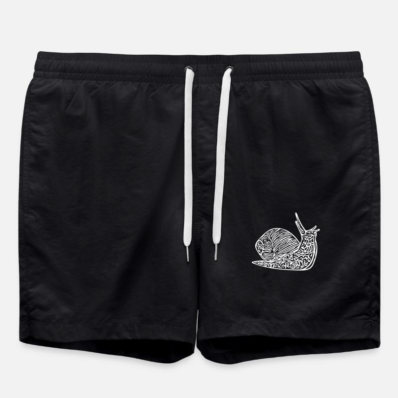 Cute Snail with House - Swim Trunks - black