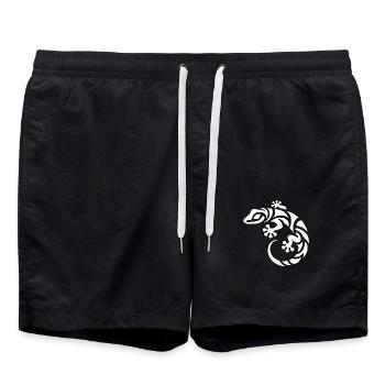 Drôle de petit gecko dans le style de tatouage tribal - Short de bain - noir - Devant - AI Model Male 185 light (185cm)