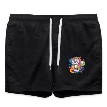 Chat patineur funky - Short de bain - noir - Devant - AI Model Male 185 light (185cm)