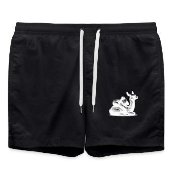 Lama mignon avec un koala endormi - Short de bain - noir - Devant - AI Model Male 185 light (185cm)