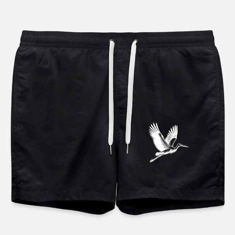 Elegant Flying Stork - Swim Trunks - black